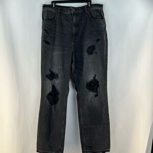 NWT Free People We The Free Curvy Black Distressed Jeans, 35 waist